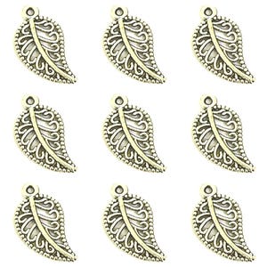 20 Antique Silver Leaf Charms 19x11mm Findings For Jewellery Making