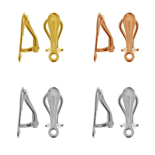 2 clips en argent sterling sur les résultats de boucles d'oreilles, clips d'oreille en or rose, clip en or sur les boucles d'oreilles