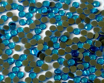 2000 Hotfix Resin Rhinestones, Iron On Flat Back Rhinestones 4mm Blue
