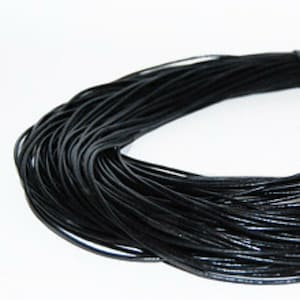 4M negro cuero genuino cordones redondos 2.5mm para la fabricación de joyas