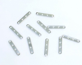 50 Silver Plated 4 Hole Spacer Bars 18x3mm Separators