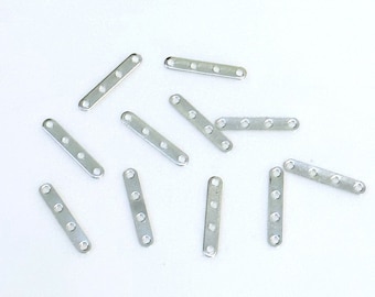 50 barres d'espacement plaquées argent 4 trous, séparateurs 18 x 3 mm