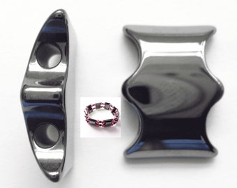 10 Hematite Spacer Beads 2 Holes Gemstone Beads 18x13mm
