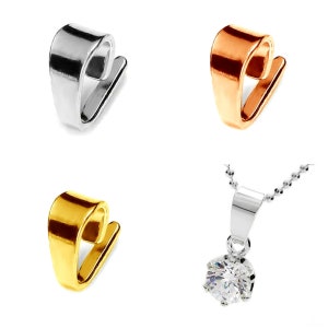 4 Sterling Silver Snap Bail For Pendants 8x4mm Bails, 18k Rose Gold Plated, 24K Gold Plated