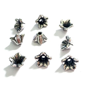 40 Tibetan Silver 9x5mm Flower Beads Jewellery Making image 2