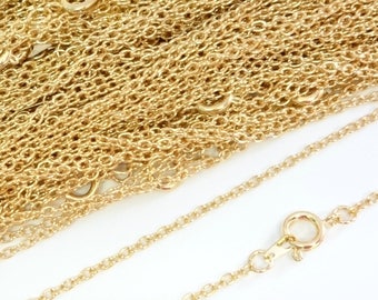 10 Gold Plated Necklace Cable Chains,  22ct Gold Plated chains 16 18 24 Inches
