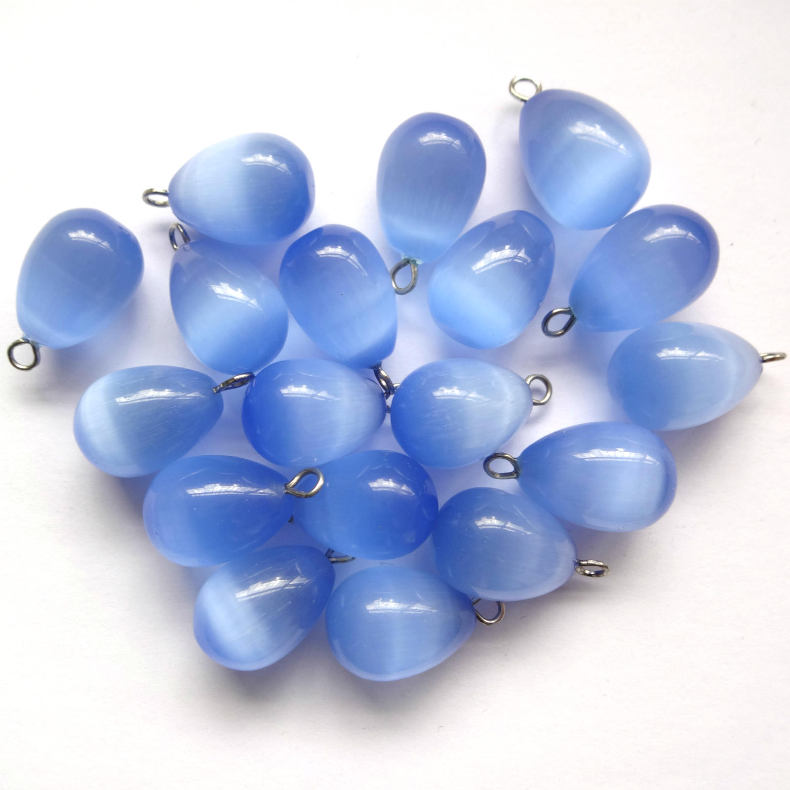 10 Cat's Eye Glass Teardrop Beads 16x12mm Jewellery Making Etsy UK