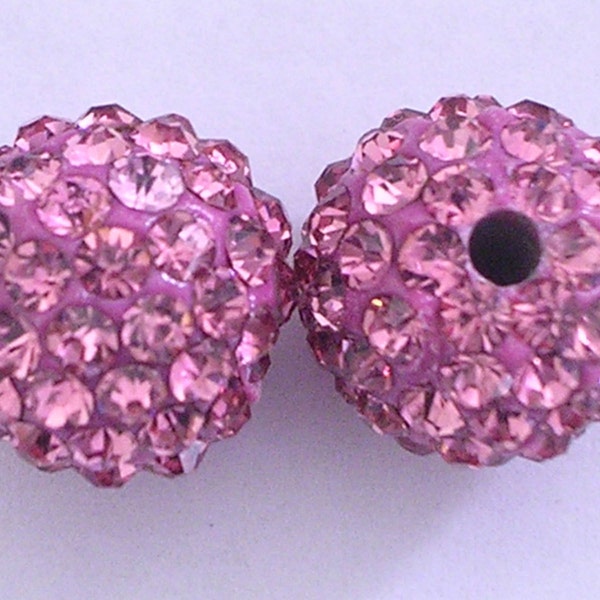 10 rose qualité pavé strass boules disco 8mm 10mm 12mm Shamballa perles