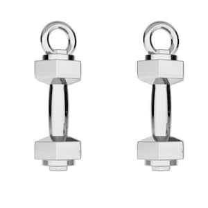 2 Sterling Silver Dumbbell Pendants 16mm Dumbbell Charms