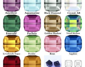 10 Swarovski Crystal 5601 Cube Beads 4mm Pick You Colour