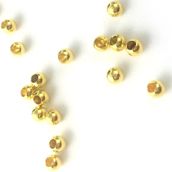 100 Memory Wire Cap Beads, Memory Wire End Caps, Gold Plated Half Drilled  End Beads 3mm for Jewellery Making 