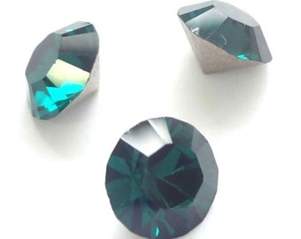 50 Swarovski 1028 Chaton Round Stones SS24 (5.3mm) ,Rhinestones Point Back Crystal Emerald