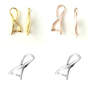 2 Sterling Silver Pinch Bails 17mm 18K Rose Gold Plated Bails 24k Gold Plated Bails