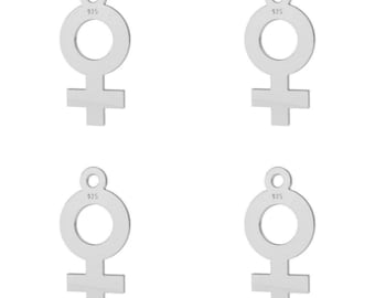 2 Sterling Silver Venus Symbol Pendant, Female Symbol Charm, Female Symbol Charm