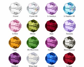 10 Swarovski 5000 Round Beads, 4mm Faceted Crystal Round Beads