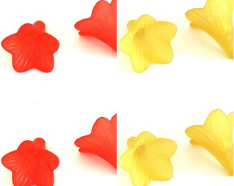 60 Acrylic Lucite Flower Beads, Frosted Flower Pendants 23mm Choose You Colour