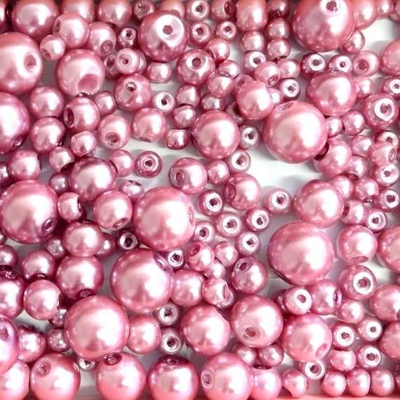 Pearlized 6mm x 100 or 8mm x 50 Round 4mm x 200 Lilac Glass Pearl Beads