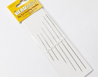 Beadsmith Big Eye Beading Needles Set of 6, Assorted Sizes Steel Needles