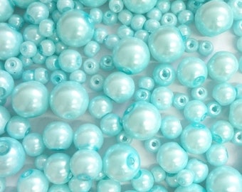 500 Light Blue Glass Pearl Beads 4mm 6mm 8mm 10mm Assorted Sizes