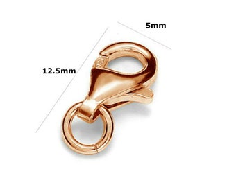 4 Sterling Silver Trigger Clasps 18K Rose Gold Plated Clasps