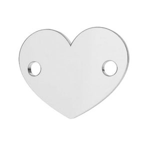 2 Sterling Silver Heart Connector 12mm Heart Pendant For engraving
