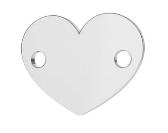 Sterling Silver Heart Connector 12mm Heart Pendant For engraving