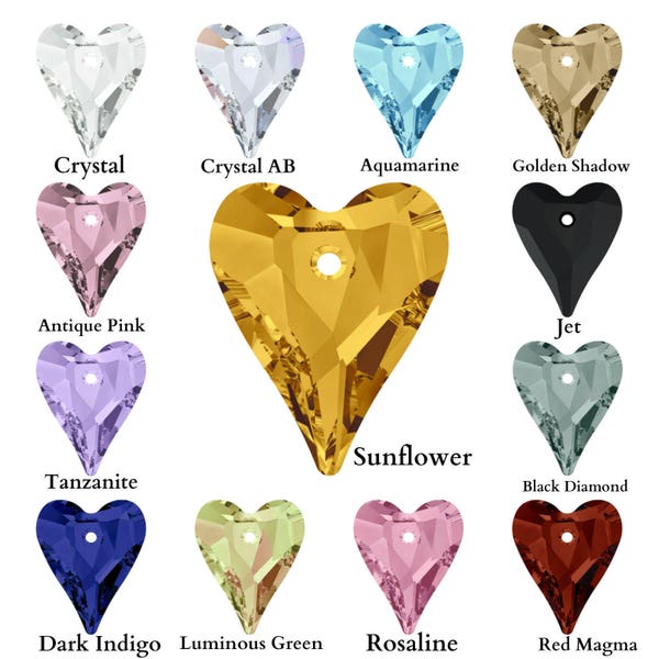 2 Swarovski Crystal 6240 Wild Heart Pendants 17mm All Colours