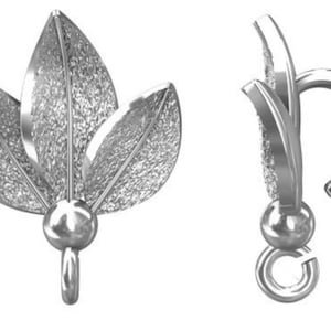 2 Sterling Silver Leaf Bail With Loop 14mm