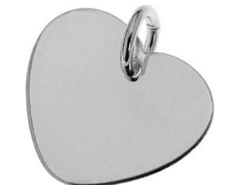 Sterling Silver 20mm Heart Charm Pendant For Engraving PK1 PK5