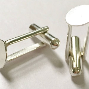 10 Silver Plated Cufflink Blanks 9mm Angled Flat Pad Cufflink Blanks