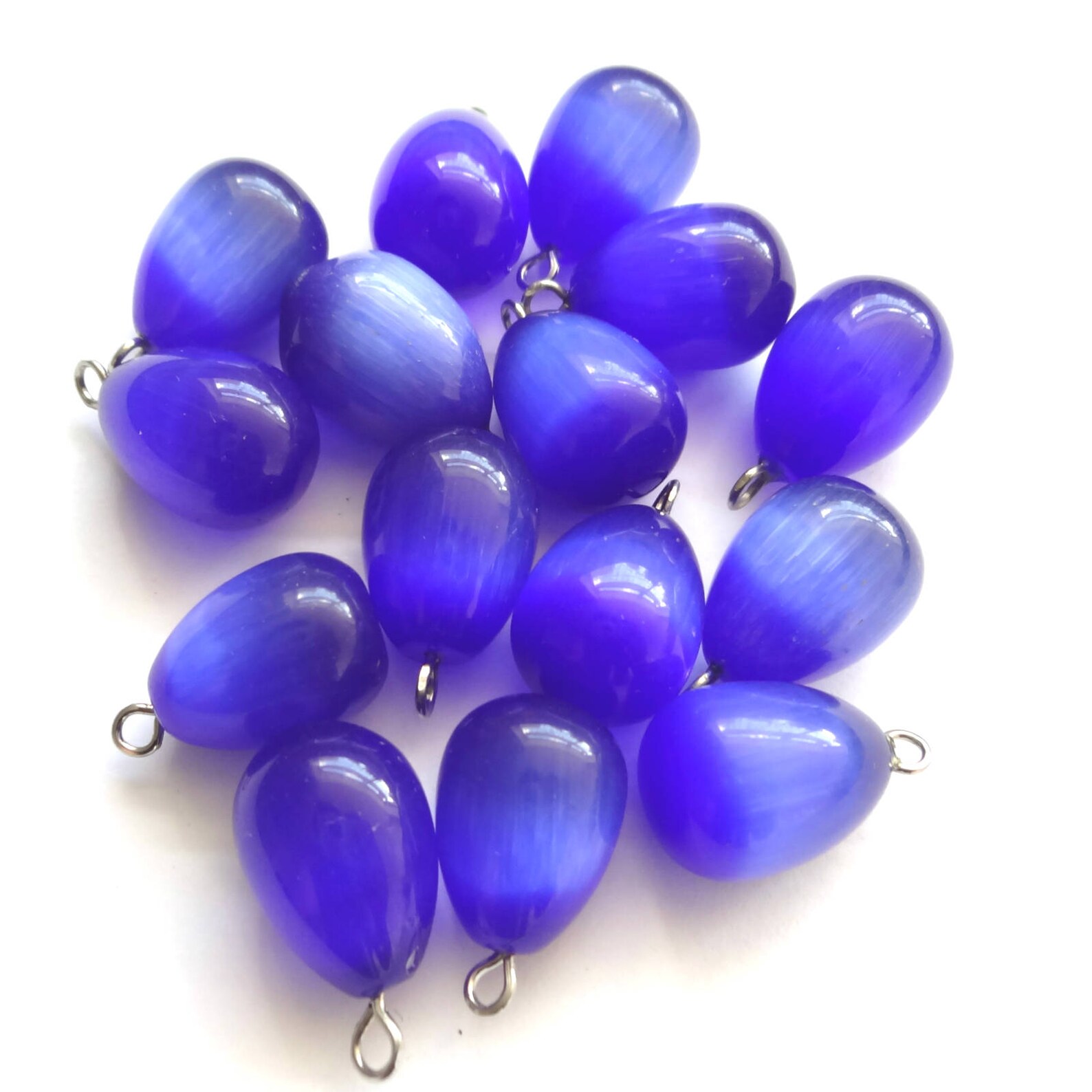 10 Cat's Eye Glass Teardrop Beads 16x12mm Jewellery Making Etsy UK