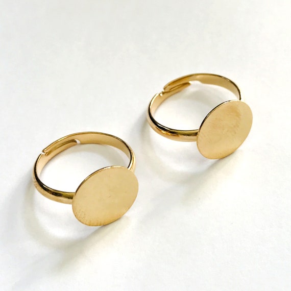 10 Gold Plated Ring Base Blanks Adjustable Ring Base Settings13mm