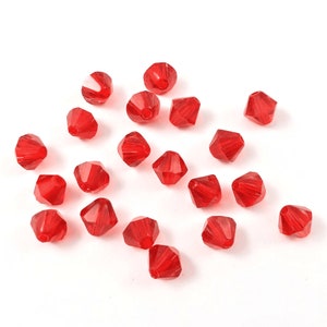 40 Crystal Glass Bicone Beads 8mm Red