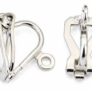50 Silver Plated Clip On Earring Findings 12x6mm, DIY Jewelry Making Supplies, Non Pierced Earring Components