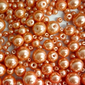 500 perles de verre pêche, tailles assorties 4 mm 6 mm 8 mm 10 mm