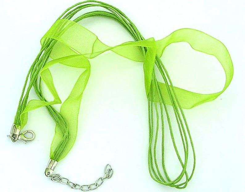 Multi Strands Necklace Cords Adjustable 16-18 Inch For Jewellery 20 Green Organza Ribbon Cotton Necklace Cords
