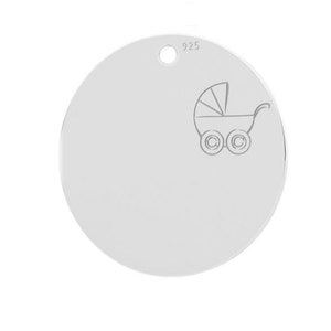 Sterling Silver Disc Charm For Engraving, New Baby Charm