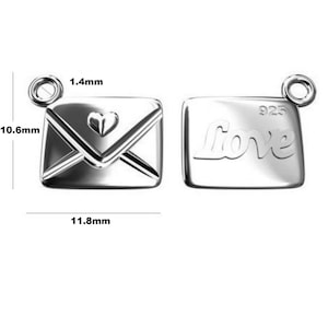 2 Liebesbrief Charms, Sterling Silber Post Charms, Umschlag Charms