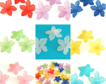 60 Acrylic Flower Beads, Frosted Daffodil Beads 27mm Choose You Colour