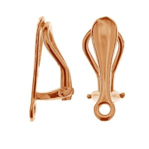 2 clipoorbelonderdelen van sterling zilver, oorclips van roségoud, gouden clipoorbellen