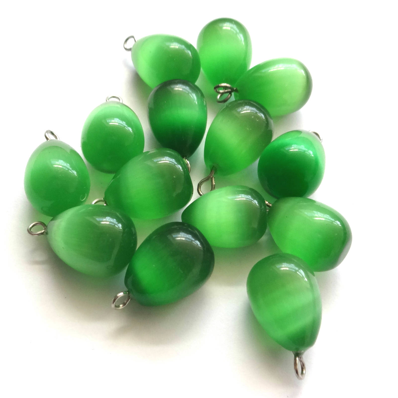 10 Cat's Eye Glass Teardrop Beads 16x12mm Jewellery Making Etsy UK