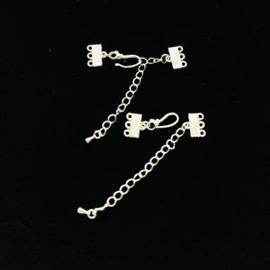 10 Extender Hook & Eye Clasps Silver Plated 3 Strands Necklace Clasp, Bracelet Clasps