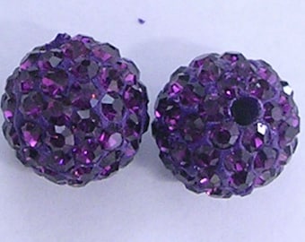 10 discokulor i ametistkvalitet, pave-strass, 8 mm, 10 mm, 12 mm Shamballa-pärlor
