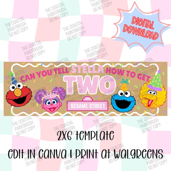 Street Monsters Birthday Banner Template | 2x6 Walgreens Print DIY Vinyl Sign | Digital File | Mockup