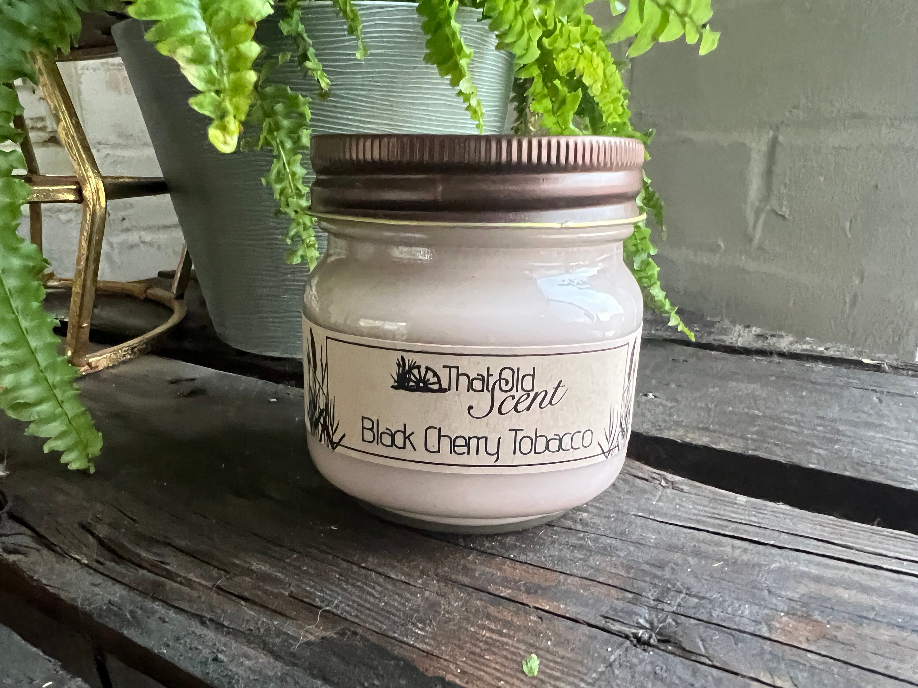 Black Cherry Tobacco Scented Handcrafted Wax Candle