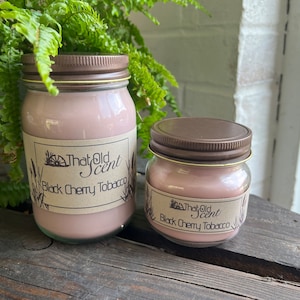 Black Cherry Tobacco Scented Handcrafted Wax Candle
