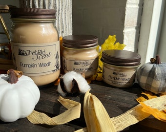 Pumpkin Wreath Scented Soy Wax Blended Candle - By ThatOldScent™