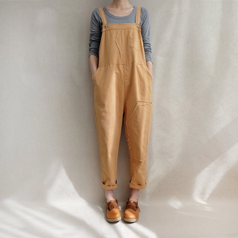 Women Leisure Cotton Dungarees Linen Overalls Summer Cotton Etsy