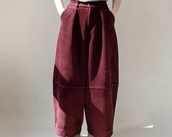 Baggy Cord Warme Hose mit weitem Bein Frauen, Teilweise Elastische Taille Hose, Loose Fit Winter Cord Hose, Dicke Custom Plus Size Hose