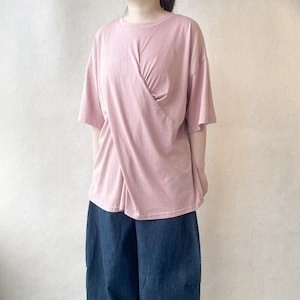Leisure Summer Short Sleeve Top, Unique Organic Cotton Blouse, Soft Pleats Blouse Asymmetrical Top Plus Size Clothing, Natural Tunic Tops